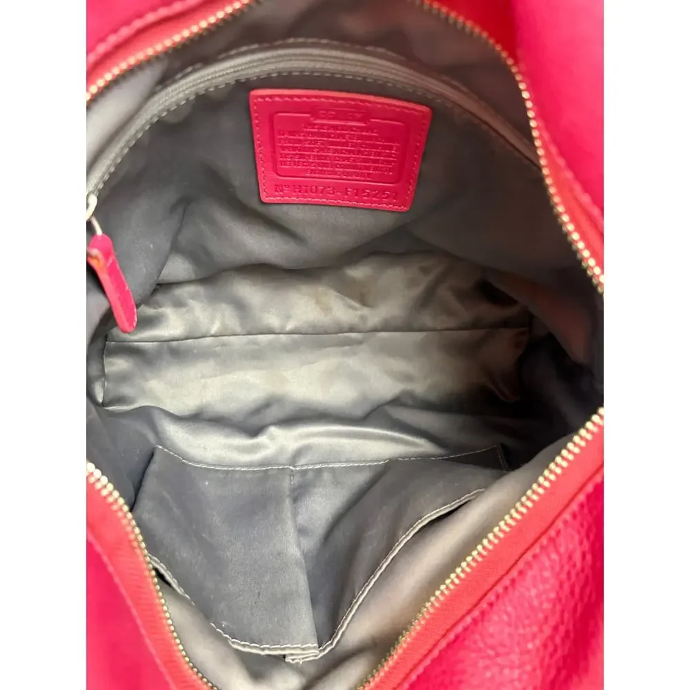Coach Medium Y2K Carly in Fuchsia/Barbie Pink Pebbled Leather with Scarf